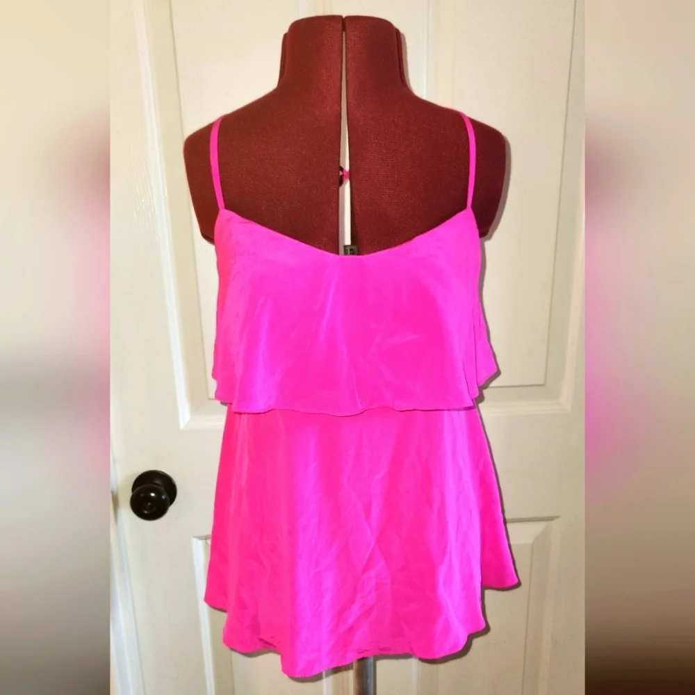 Lilly Pulitzer XS Hot Pink Silk Spring Strappy Blouse - Picture 1 of 6